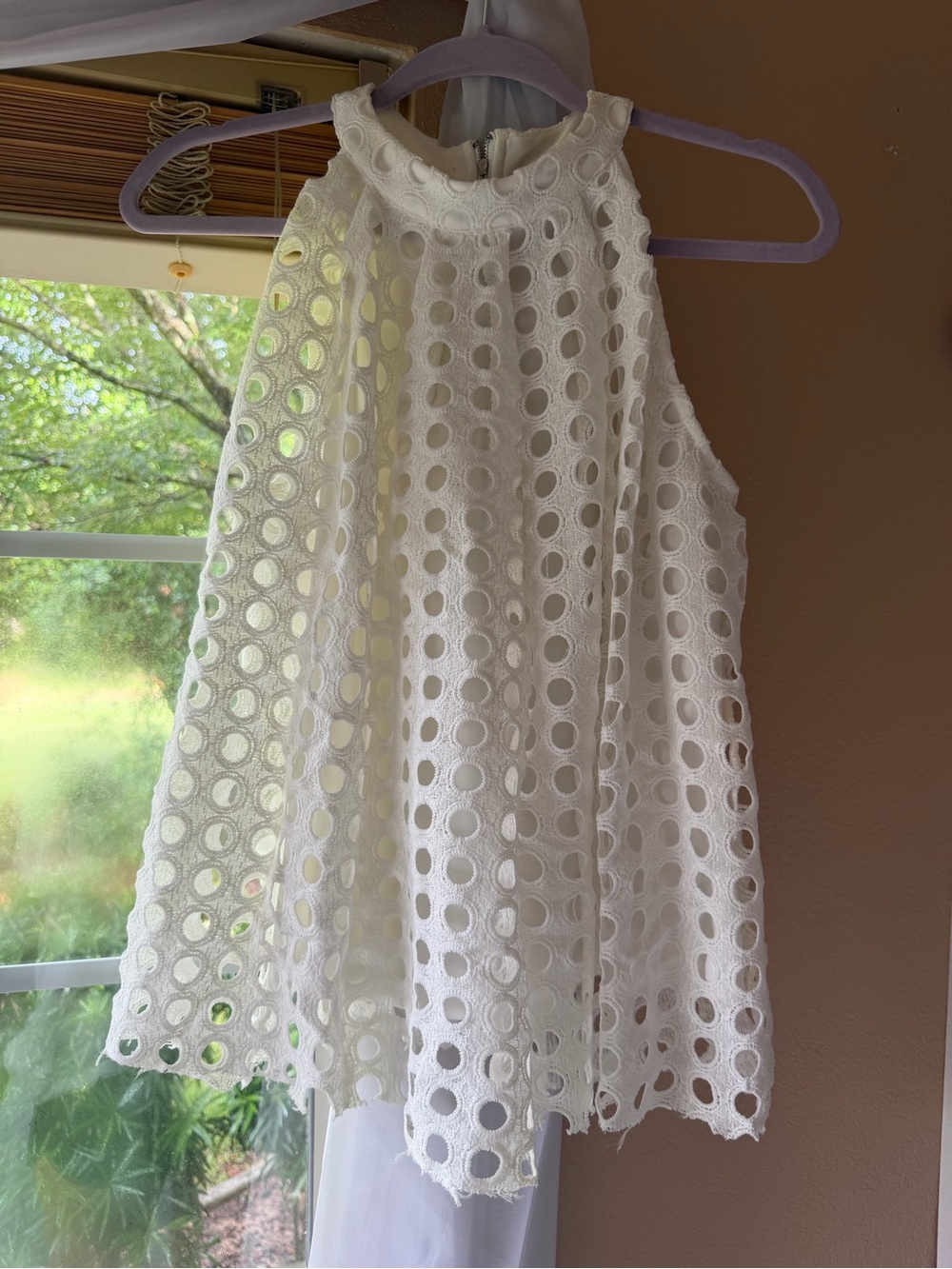 Romeo & Juliet Couture Cream Eyelet High-Neck Top